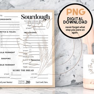 Sourdough Starter Checklist Printable | Beginner Sourdough Guide | Sourdough Baking Planner | Sourdough Supplies List | Bread Baking PNG