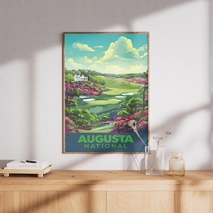 Vintage Travel Poster Illustration of Augusta National Golf Club