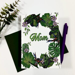 Cartão de Dia das Mães com tema de jardim, Cartão "Você é inacreditável" para a mãe, Cartão sentimental feito à mão para o Dia das Mães, Cartão de aniversário Monstera para ela