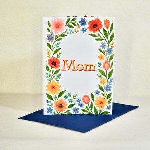 Cartão floral para o Dia das Mães de filho para filha, Cartão de feliz Dia das Mães, Flores para o Dia das Mães, Cartão de felicitações para a mãe, Cartão exclusivo desenhado à mão