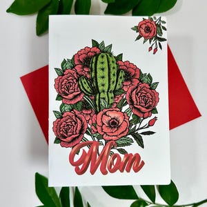 Grappige Moederdagkaart met leuk bericht, cactuskaart voor moeder, bedankt dat je er altijd bent kaart voor moeder, sentimentele grappige kaart, geestig