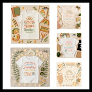 Homeschool moeder SVG-bundel, grappige moeder SVG's voor Cricut, Boho Rainbow SVG-bestanden knippen, zachte ouderschap Quotes PNG, leraar shirt bundel
