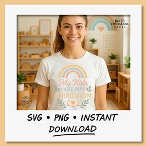 Mijn kinderen zijn mijn leerplan SVG | Shirtontwerp moeder thuisschool | Boho Rainbow SVG voor Cricut | PNG-bestand voor shirt voor zacht ouderschap