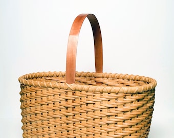 Twill Weave Market Basket Traditional Shaker Nina Webb Basket Cherry Handle Hand Woven