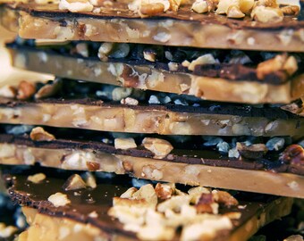 Nantucket Holiday Artisan Toffee, English Toffee, Butter Crunch 8oz. Dark Chocolate Bark