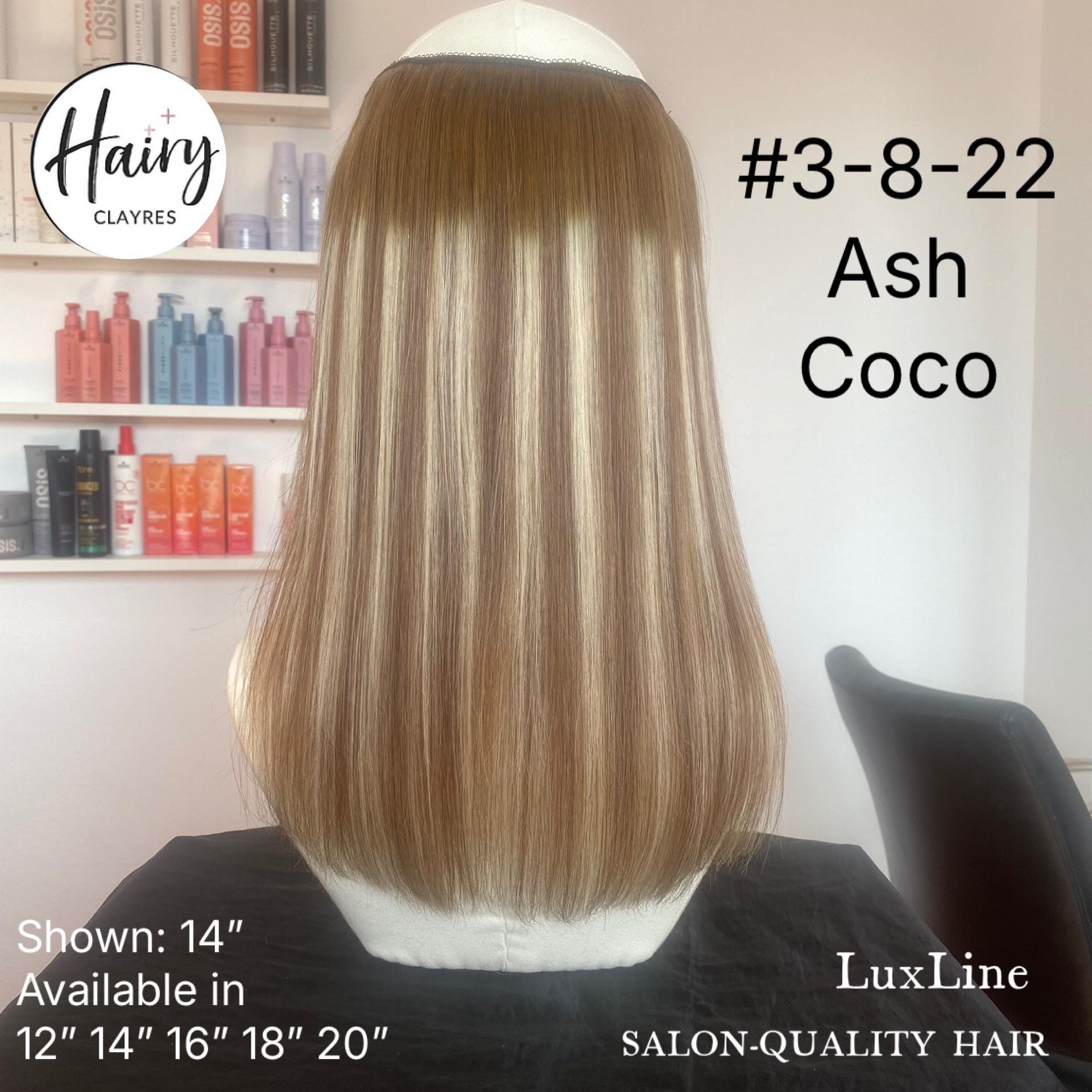Ash Cocoa Invisible Fish Line Hair Extension Real Human Hair