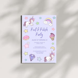 Wunderliche Einhorn-Geburtstagsparty-Grußkarten, feiern Sie Kindergeburtstage, verzauberte Party einlädt, Regenbogen-Einladungen, lustige Dekorationen,