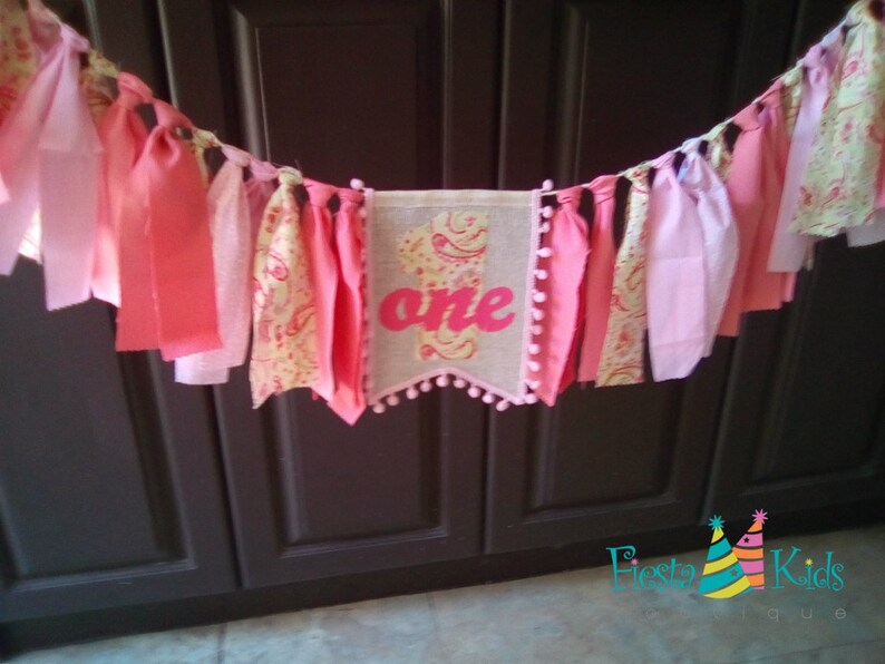 1st Birthday Banner E Rag Tie Fabric Garland High Image 0