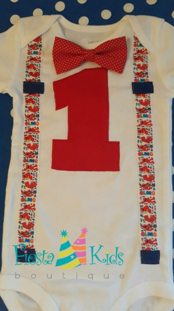 Elmo Birthday 1st Birthday Party Boy Cake Smash Photo Outfit Baby