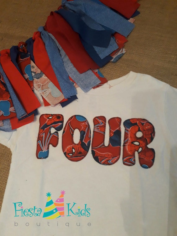 Ready to Ship/ Spiderman birthday shirt, 4th birthday shirt boy, superhero birthday party, FOUR shirt boy, avengers - 4T short sleeved Il_570xn