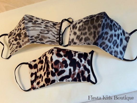 Cheetah print face mask washable 3 layer adjustable elastic Il_570xn