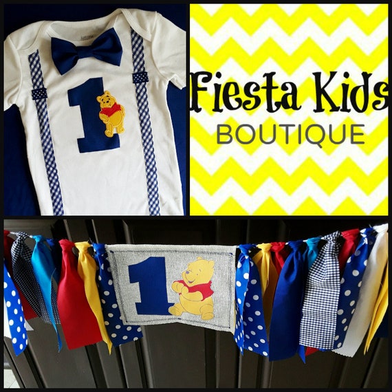 Winnie the Pooh birthday - baby boy birthday - cake smash outfit Il_570xn