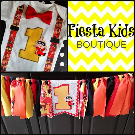 The Incredibles birthday shirt, baby boy birthday banner, cake smash set Il_570xn
