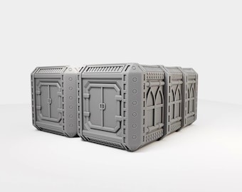 Gothic Sci-Fi Terrain | 3D Printed Modular Containers (Set of 2)