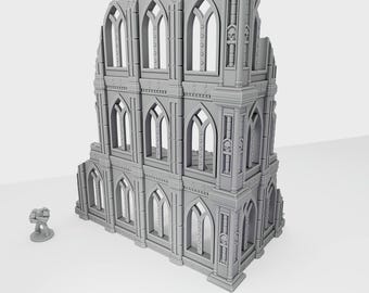 Gothic Cathedral Ruin Terrain 3D Printed | 3-Floor Modular Scenery for 28–32mm Tabletop Wargames