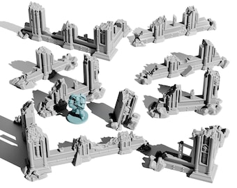 Gothic Ruins Set (8 pcs) | Modular Terrain | Tabletop Wargame Scenery