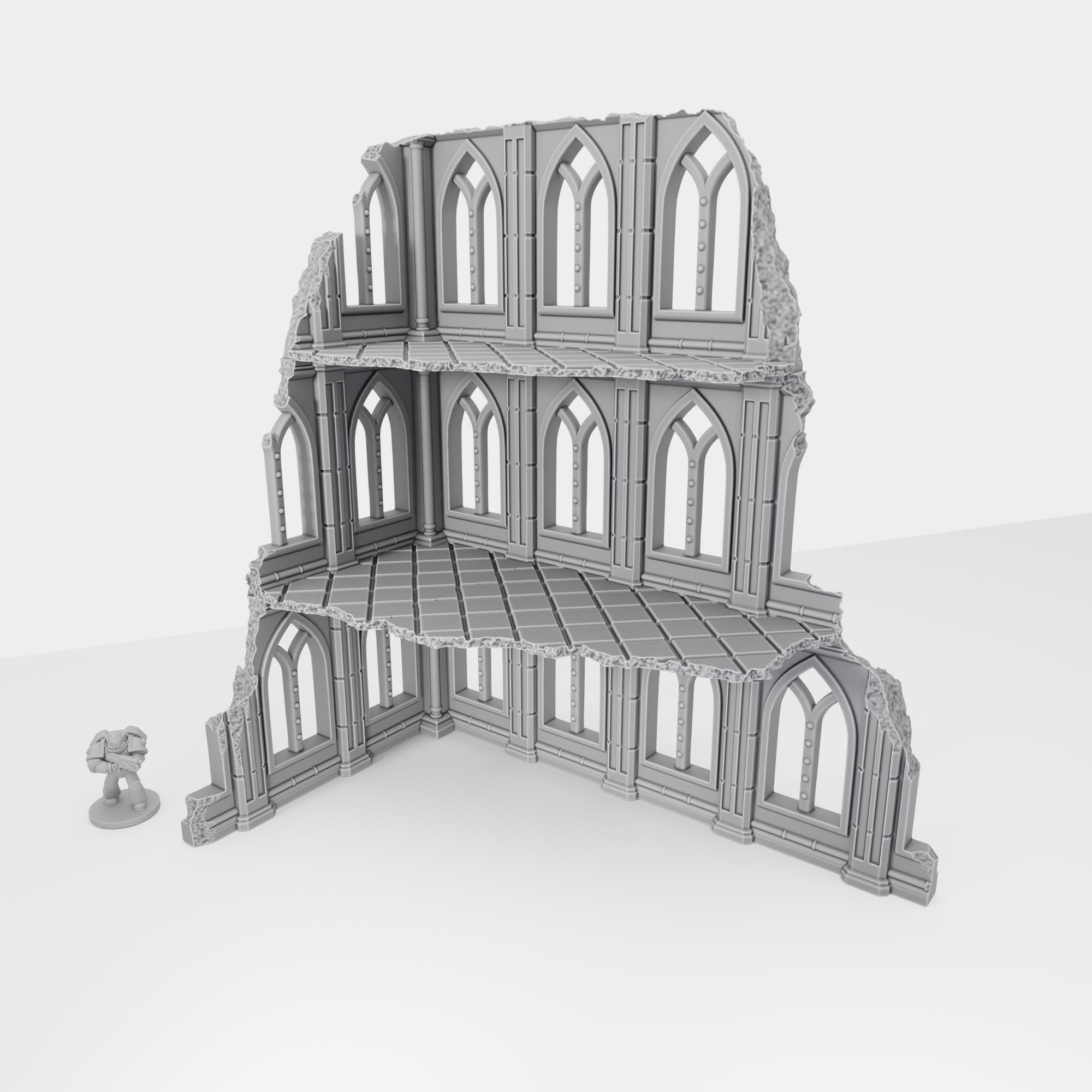 Gothic Cathedral Ruin Terrain 3D Printed | 3-floor Modular Scenery for ...