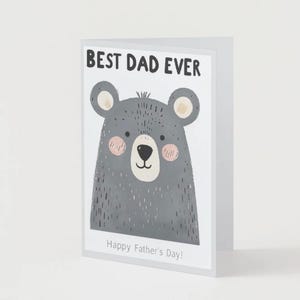 Carte Ours meilleur papa de tous les temps | Jolie fête des pères à imprimer | Téléchargement instantané | Carte de fête des pères des enfants | Carte numérique papa ours
