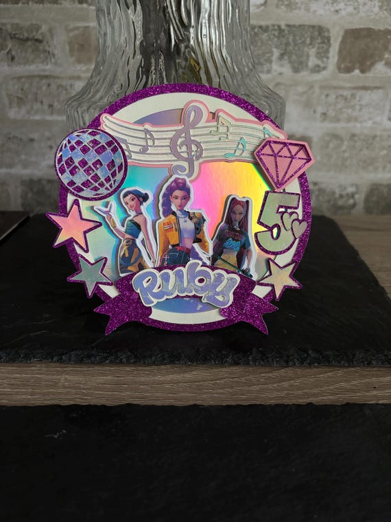 Custom K-Pop Birthday Cake Topper, Personalised Girls Party Cake Decoration, Any Name Any Age Girls Birthday Party Decor