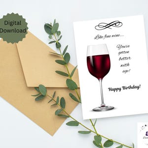 Afdrukbare verjaardagskaart, Happy Birthday-wenskaart, Instant digitale download, afdrukbare kaart van 5 x 7 inch