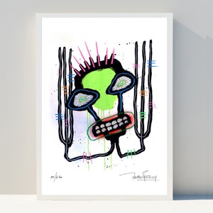 Urban art - Limited edition poster art print - The Big Fat Boy - Don&#39;t touch my pink crown 29 x 42 cm A3 signed