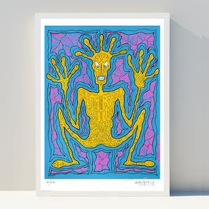 Urban Art - Limitierte Auflage Poster Kunstdruck - The Big Fat Boy Gemälde Nach den rosa Linien 29 x 42 cm A3 signiert