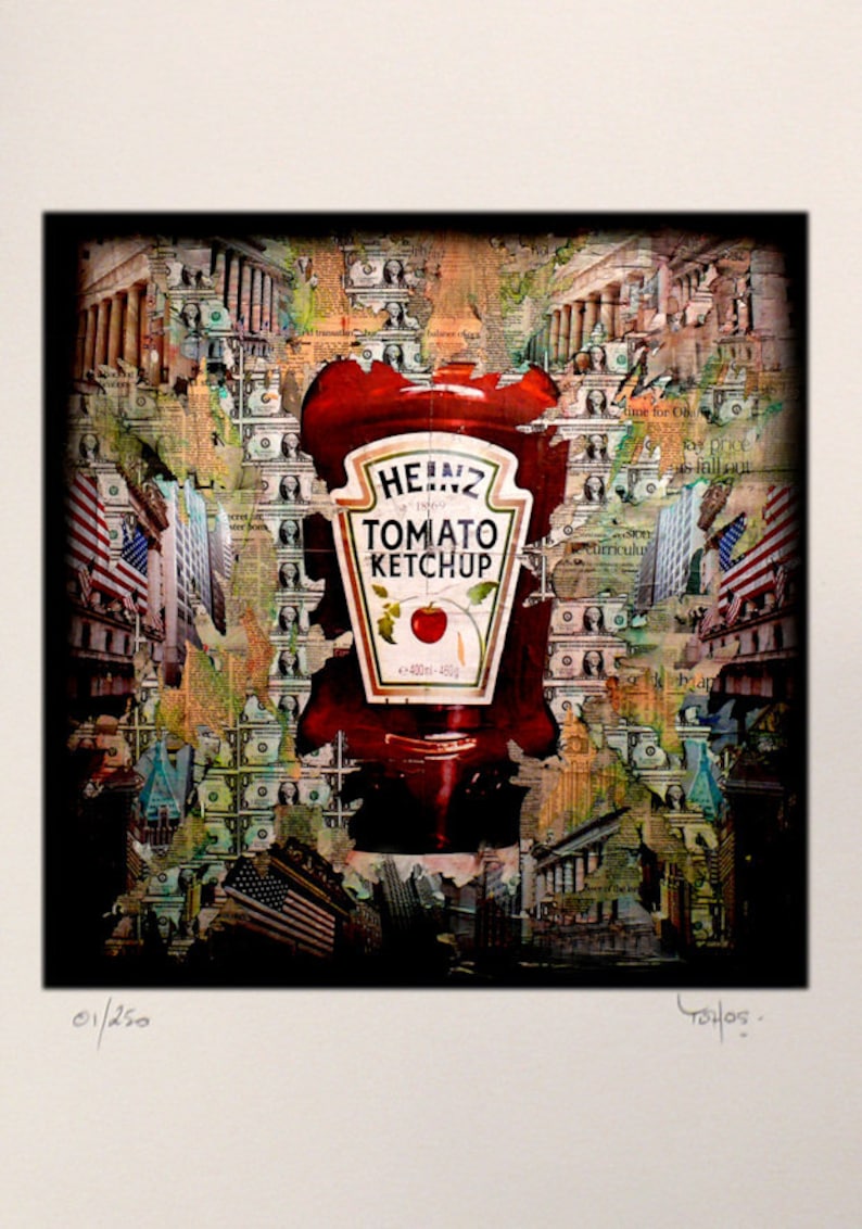 Tehos artwork Heinz Tomato Ketchup Limited edition print poster image 2