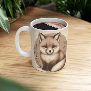 Whimsical Fox Ceramic Mug - Nature Lover Gift, Animal Coffee Cup, Tea Mug, Cozy Home Decor, Office Mug