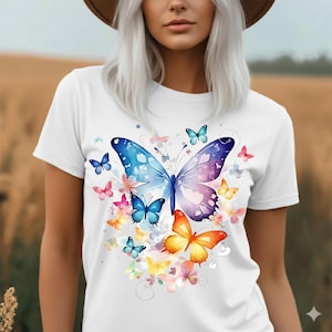 Butterfly T-Shirt – Colorful Butterflies Graphic Tee, Boho Nature Top, Vibrant Insect Lover Gift Shirt