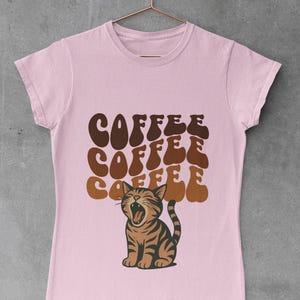 Coffee Cat Graphic T-shirt - Funny Coffee Lover Gift