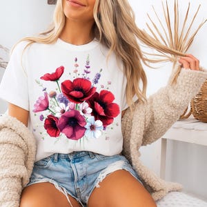 Floral Unisex T-Shirt - Vibrant Garden Design, Casual Wear, Summer Outfits, Gift for Her, Eco-Friendly Fashion