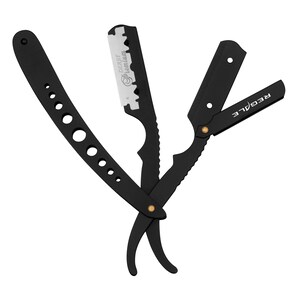 Matte Black Replaceable Blade Straight Razor - Finger Insert Design