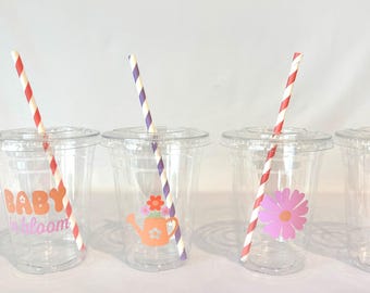 Baby in Bloom Cups: Floral Garden Baby Shower, 16 oz with Lid