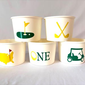 Hole In One Snack Cups: Golf First Birthday Cups, Masters Theme Cups, 8 oz snack cups
