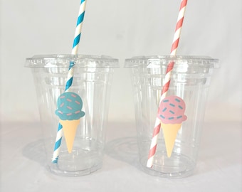 Vasos What's the Scoop, Vasos para revelar el género de What's the Scoop, Vasos para fiestas de helados, Vasos para revelar el género de helados, Vasos de plástico de 16 oz