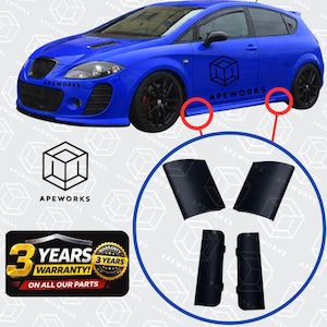 以下が含まれることがあります： 黒いリムが付いた青い車と側面の「APEWORKS」の文字。画像には、黒い車の部品と「3 YEARS WARRANTY! ON ALL OUR PARTS」というテキストのグラフィックも表示されています。