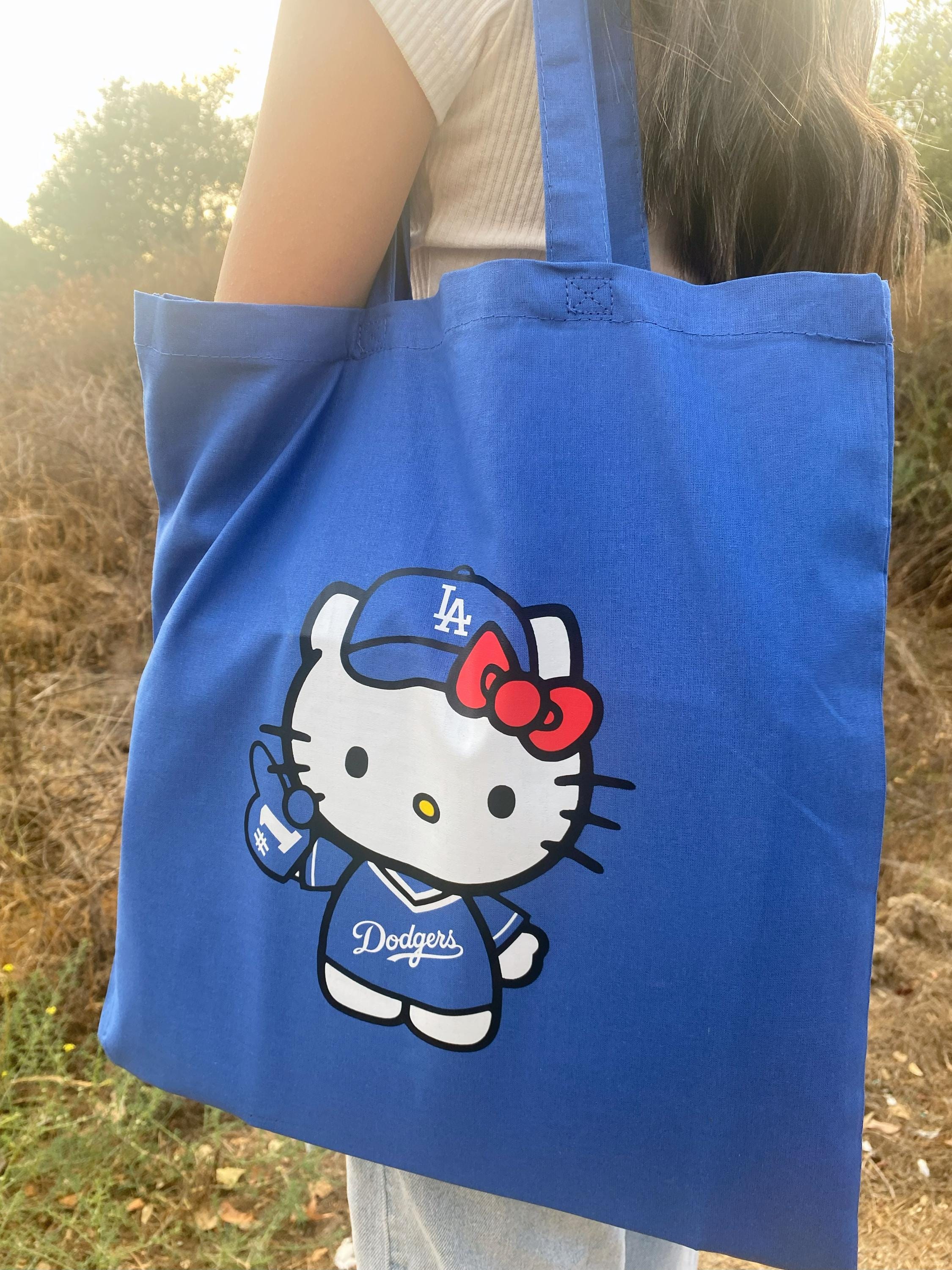 Hello Kitty Dodgers Tote Bag: Reusable Canvas Grocery Shopper