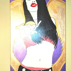 Aaliyah oil painting 24x36 inches long on mounted Canvas