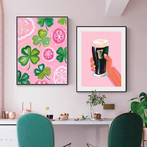 Guinness Pint konsttryck öl feminin stout i rosa - digital nedladdning, modern bardekor, söt pubväggkonst, irländsk Irland rolig konst bild 2