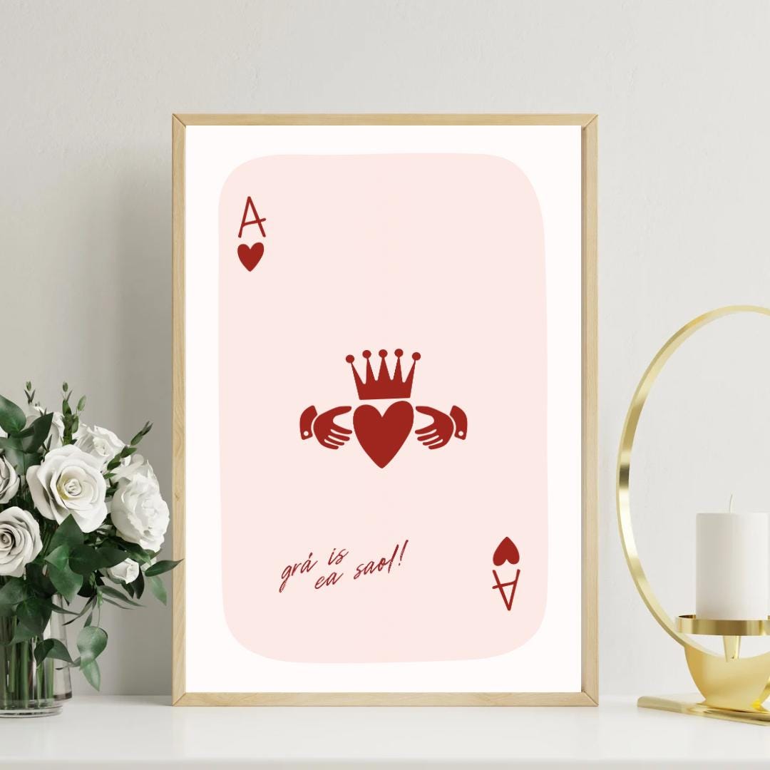 Irish Claddagh Grá Digital Print Claddagh Ring Love Symbol Wall Art ...