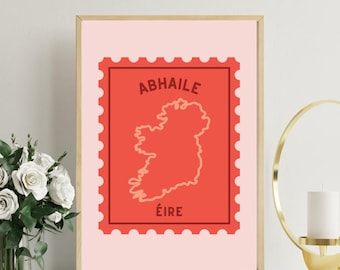 Abhaile Éire Ireland Map Digital Print – Irish Home Art Wall Decor Printable Irish Stamp Poster