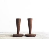 Set of Mid Century Tapered Wood Candlesticks, Mid Century Modern, 1950's