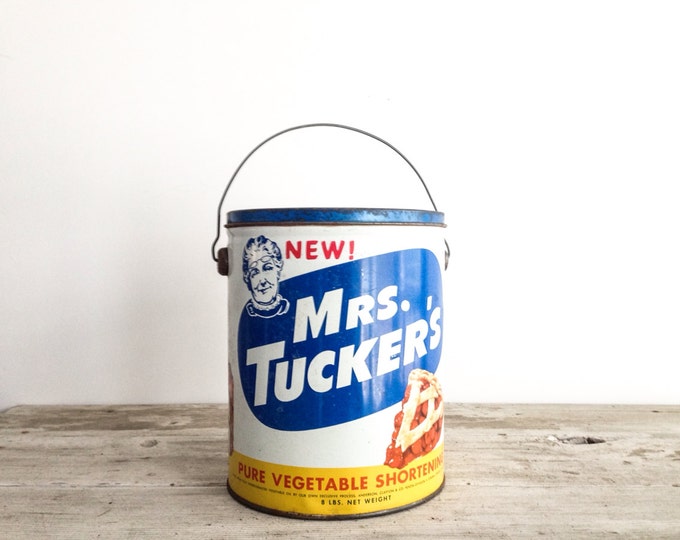 Vintage Tin Bucket Mrs. Tucker's Pure Vegetable Etsy