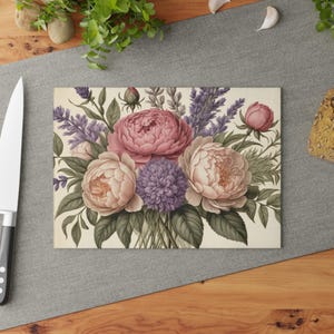 Floral Glass Cutting Board: Elegant Kitchen Decor