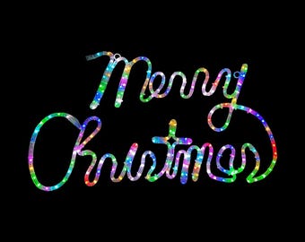 RGB Color Changing LED Rope Light Merry Christmas Decoration With Multi-Function Controller - Lighted Sign - 31 Inch