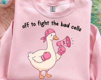 Fight Breast Cancer Png, Off To Fight The Bad Cells Png, Breast Cancer Png, Goose Png, Pink Ribbon Png, Duck Png, Digital Download