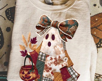 Faux Patchwork Ghost Png, Fall Quilt Ghost Png, Halloween Png, Ghost Png, Autumn Ghost Png, Digital Download