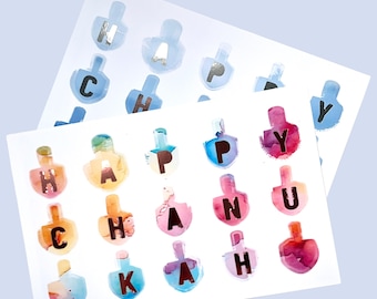 Painted Dreidels Chanukah Greeting Card