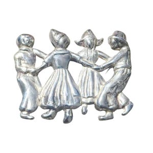 Vintage LANG Sterling Silver Estate Jewelry Dutch Colonial Dancing Couples Pin