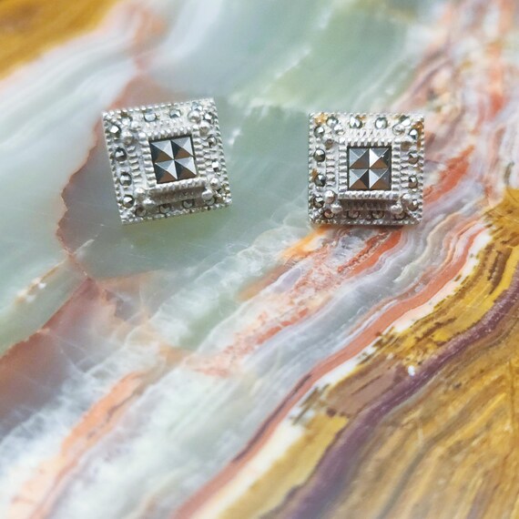 Vintage Judith Jack post back Marcacite and Sterling silver earrings Large Judith Jack Marcasite X Sterling Silver Earrings main image 3